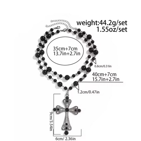 NWT Pearl 2 Pieces Choker  and Cross Pendant Necklace - Picture 9 of 11